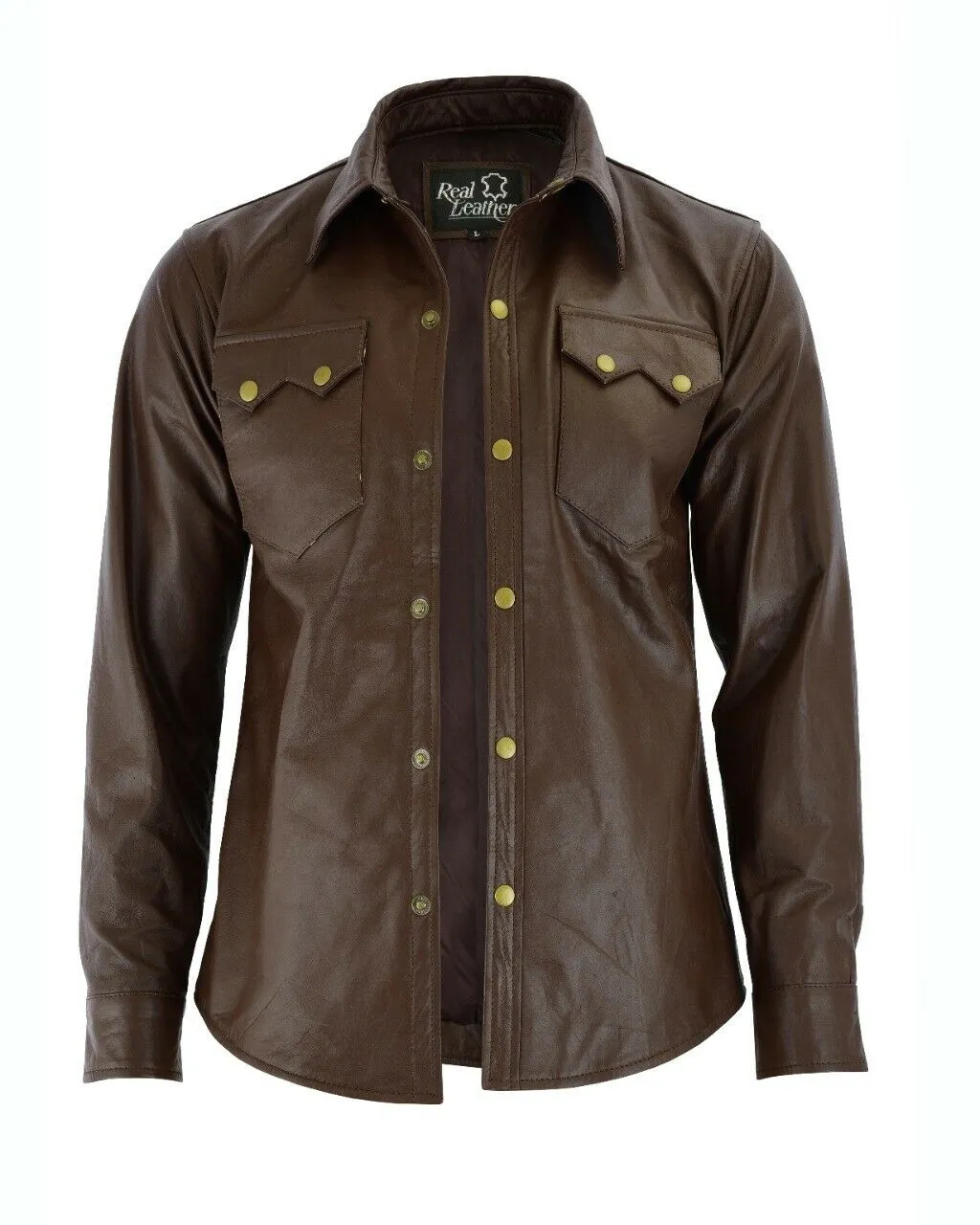 Men's Brown Genuine Sheep Leather Shirt