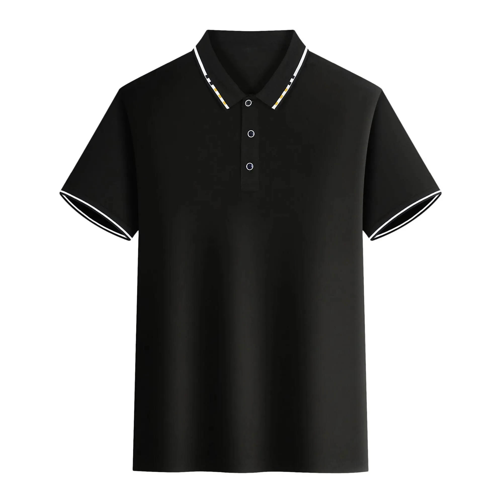 Men's Intercolored Lapel Polo Shirt for Summer