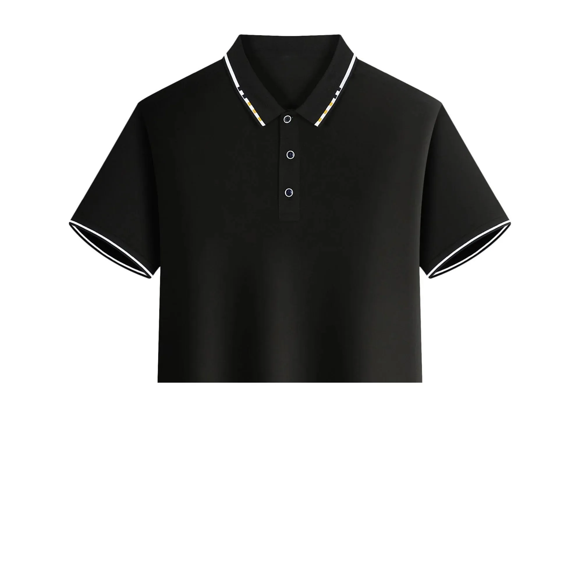 Men's Intercolored Lapel Polo Shirt for Summer