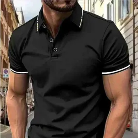 Men's Intercolored Lapel Polo Shirt for Summer