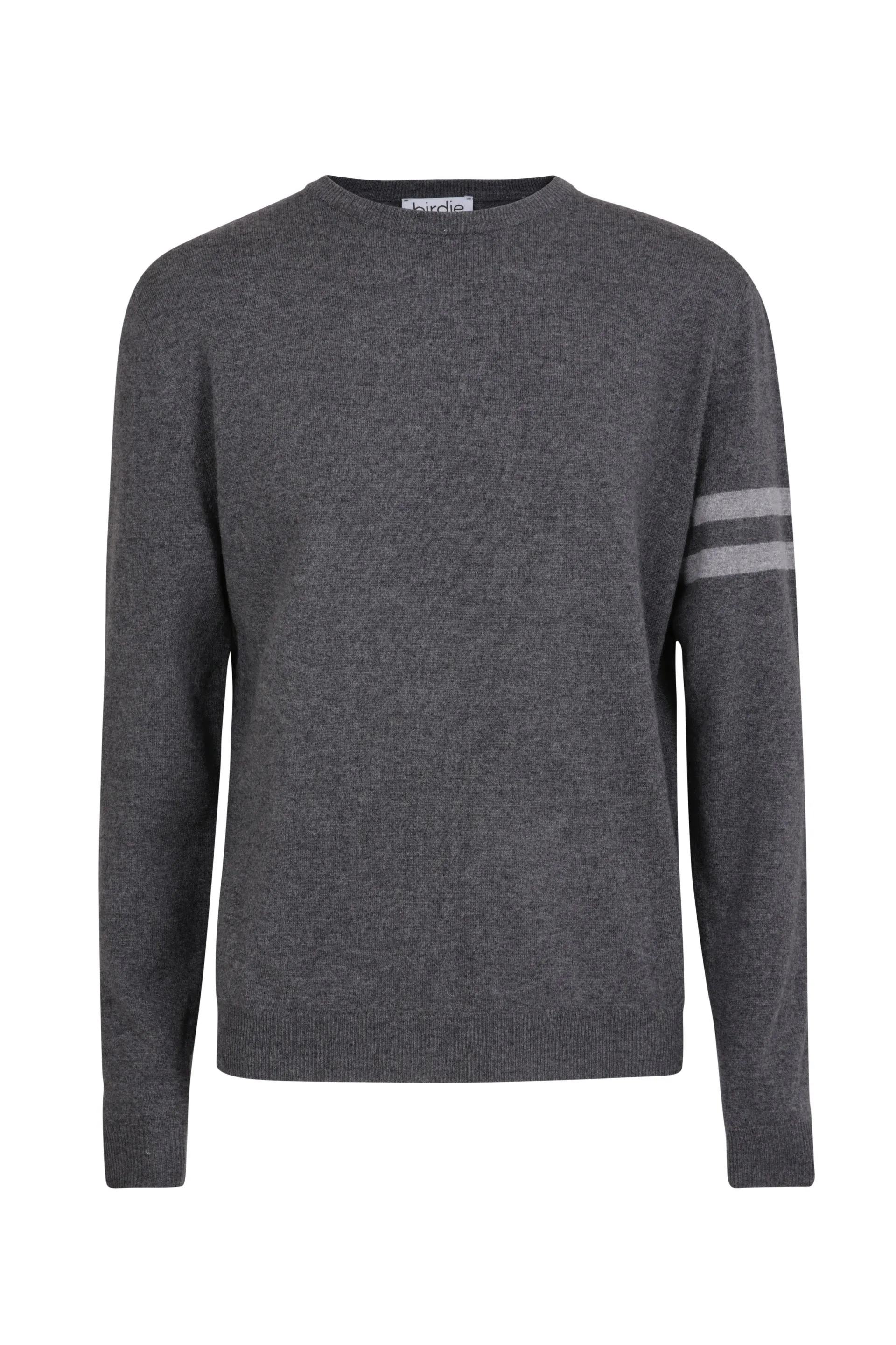 Mens merino & cashmere crew jumper in graphite grey