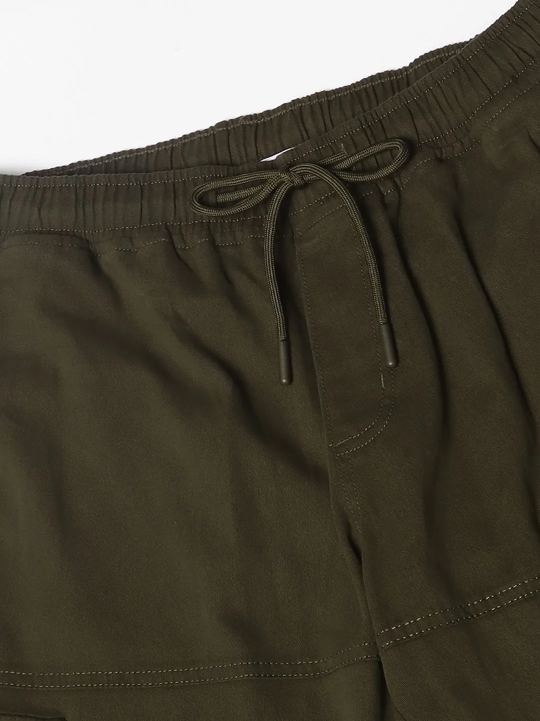 Men's Olive Solid Cargo Joggers
