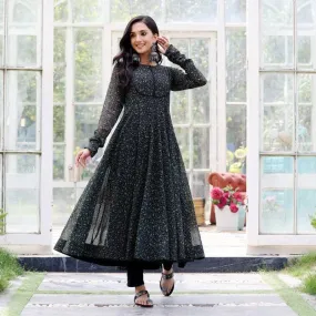 Midnight Paisley Flare Gown Dress