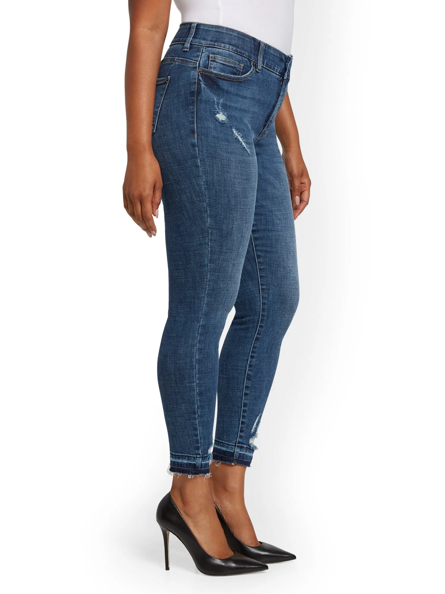 Mya Curvy High-Waisted Sculpting No Gap Super-Skinny Ankle Jeans - Chameleon Blue