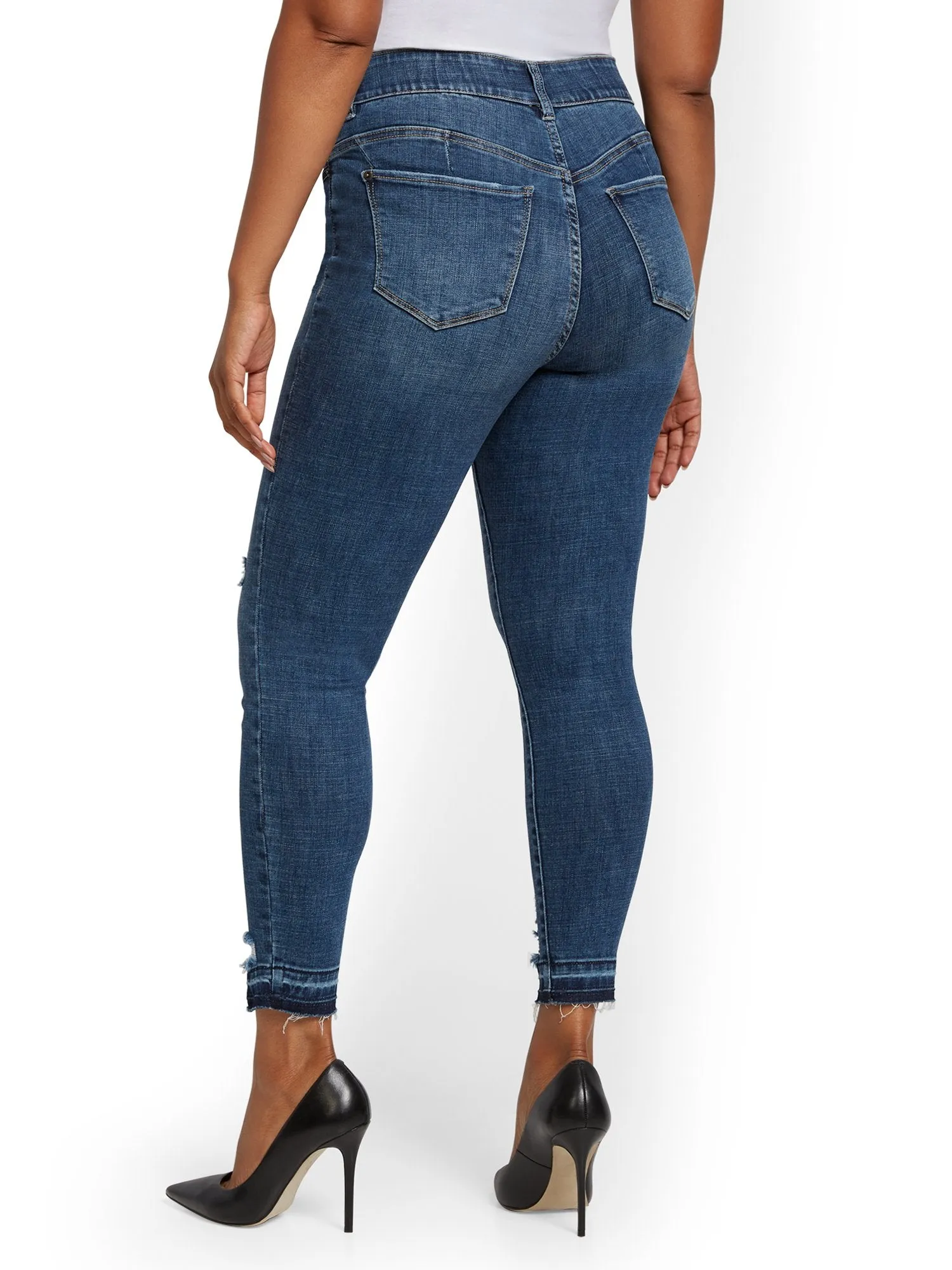 Mya Curvy High-Waisted Sculpting No Gap Super-Skinny Ankle Jeans - Chameleon Blue