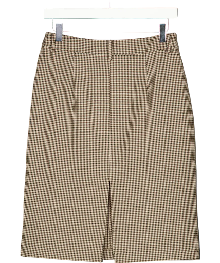 NA-KD Brown Check Pencil Skirt UK 8