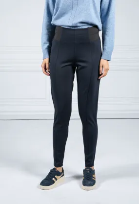 Navy Trousers With Elastic Waistband