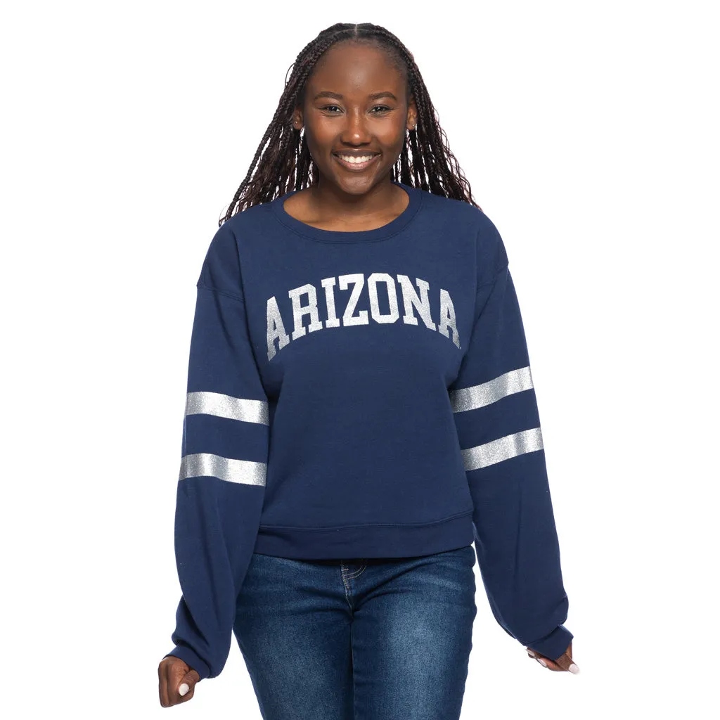 NCAA Arizona Wildcats Women's ZooZatz Glitter Sweatshirt Pullover Crewneck