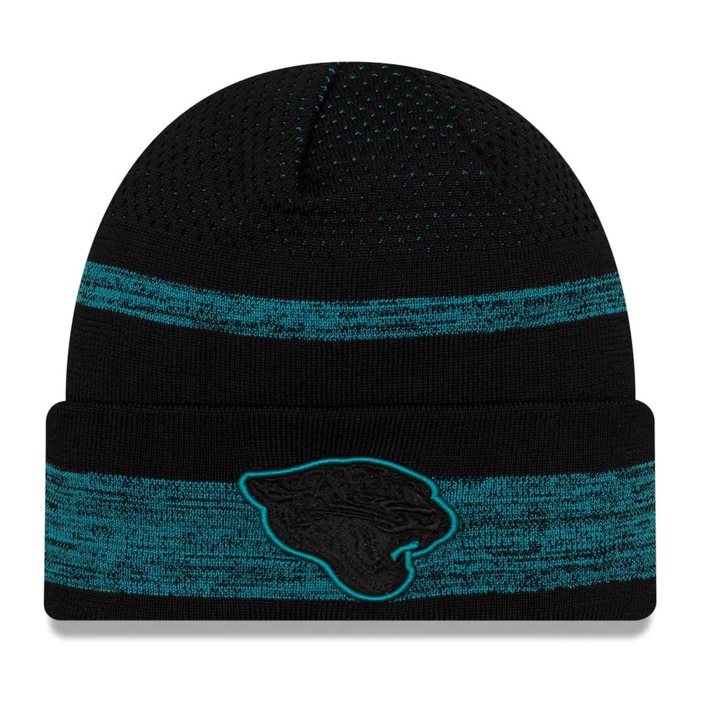 New Era NFL Men's Jacksonville Jaguars 2021 Official Sideline Tech Knit Beanie Black/Teal One Size