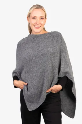 Nina Knitted Poncho - Grey