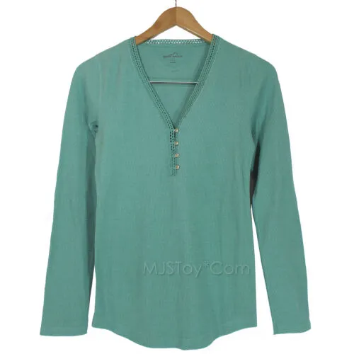 NWT Eddie Bauer Henley Thermal Shirt 3 Button V-Neck Women T-Shirt 6 Colors S-XL