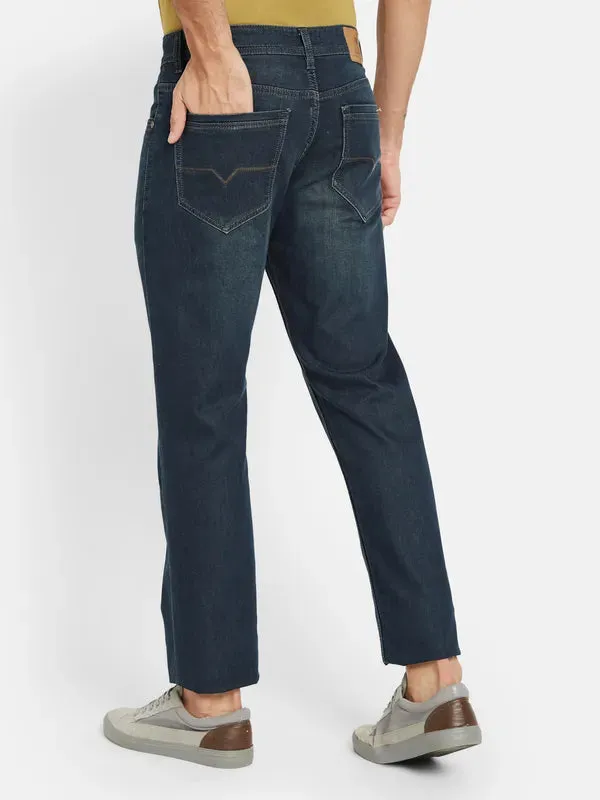 Octave Men Mid-Rise Clean Look Light Fade Whiskers Chevrons Cotton Jeans
