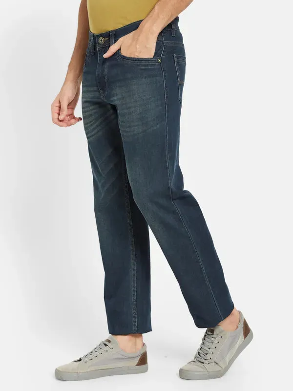 Octave Men Mid-Rise Clean Look Light Fade Whiskers Chevrons Cotton Jeans
