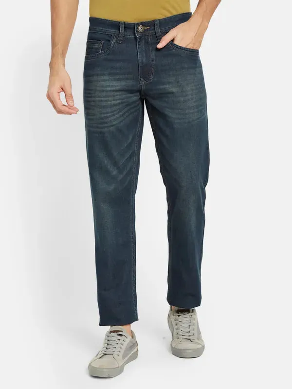 Octave Men Mid-Rise Clean Look Light Fade Whiskers Chevrons Cotton Jeans