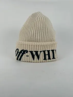 Off-White Cream Logo Knit Beanie