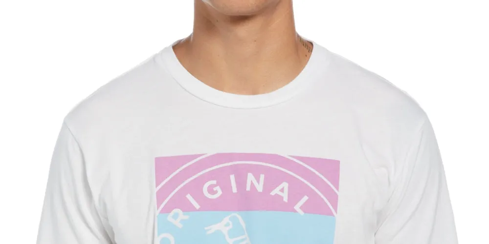 Original Penguin Men's Colorblocked Stamp Logo Graphic T-Shirt White Size X-Large