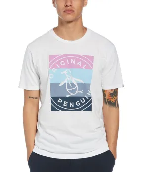 Original Penguin Men's Colorblocked Stamp Logo Graphic T-Shirt White Size X-Large