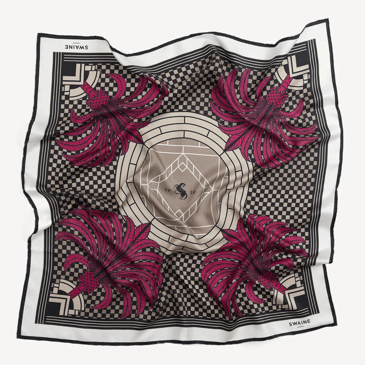 Palm Tree Silk Scarf - Fuchsia