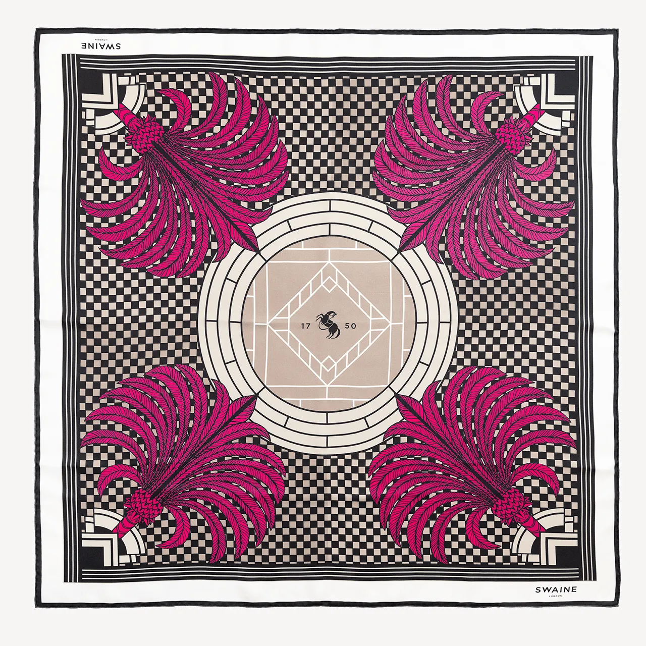 Palm Tree Silk Scarf - Fuchsia