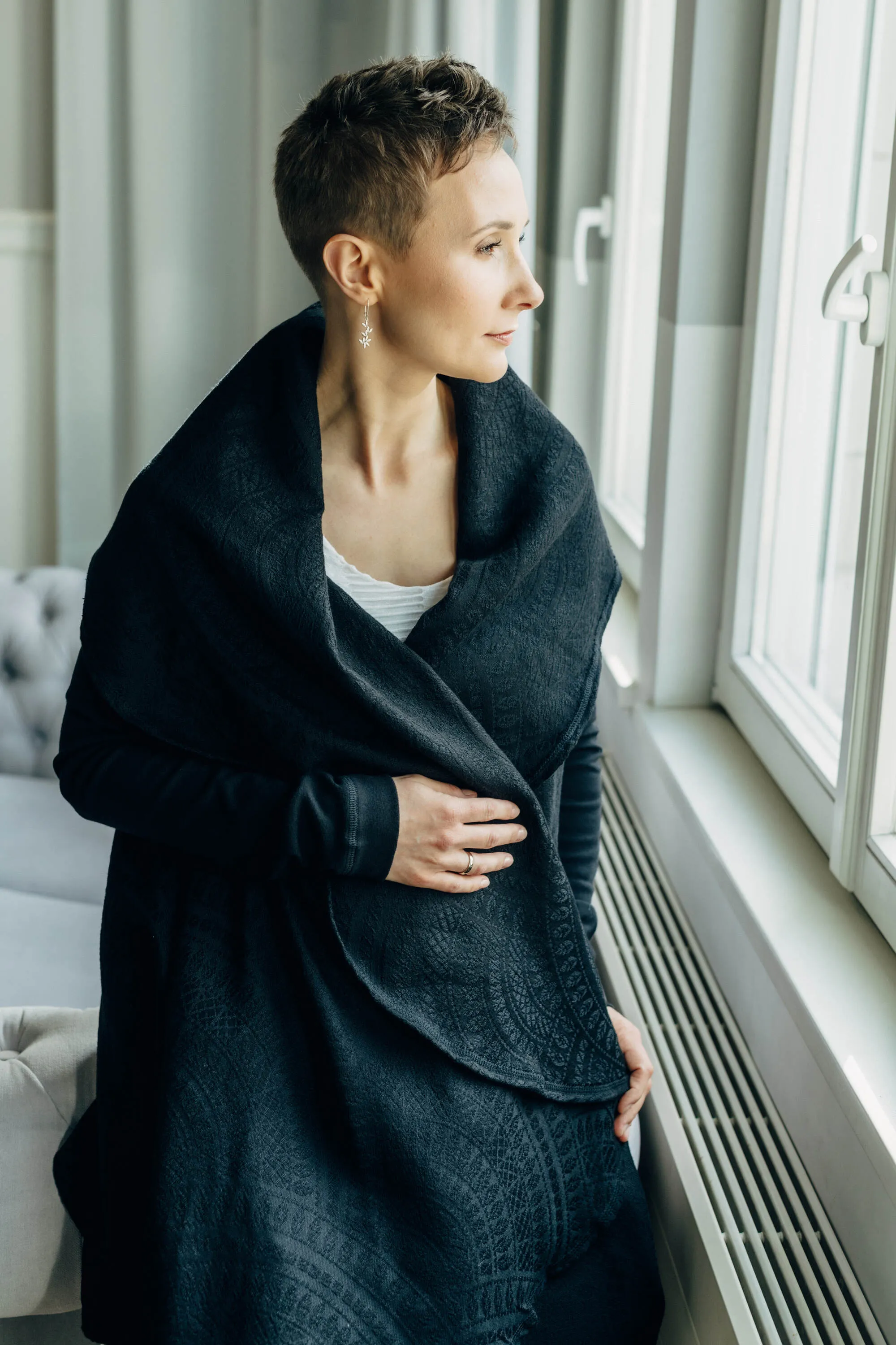 Peacock's Tail Pitch Black Long Cardigan by LennyLamb