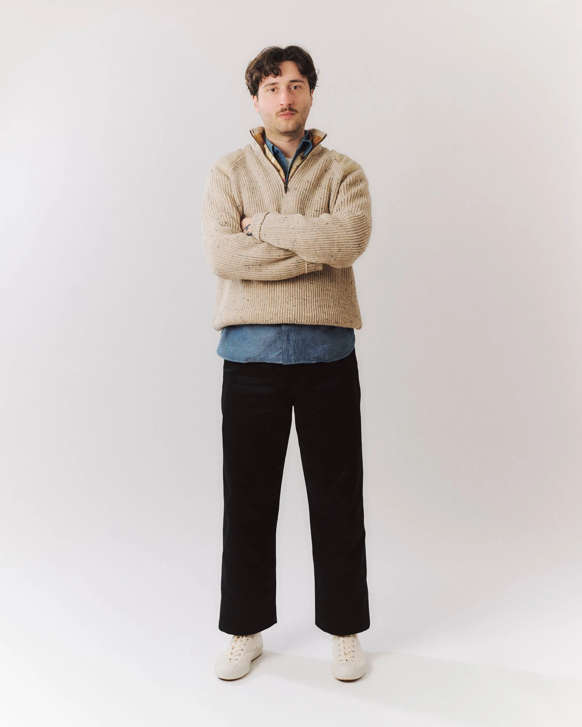 Peregrine Foxton Zip Neck Jumper - Oatmeal