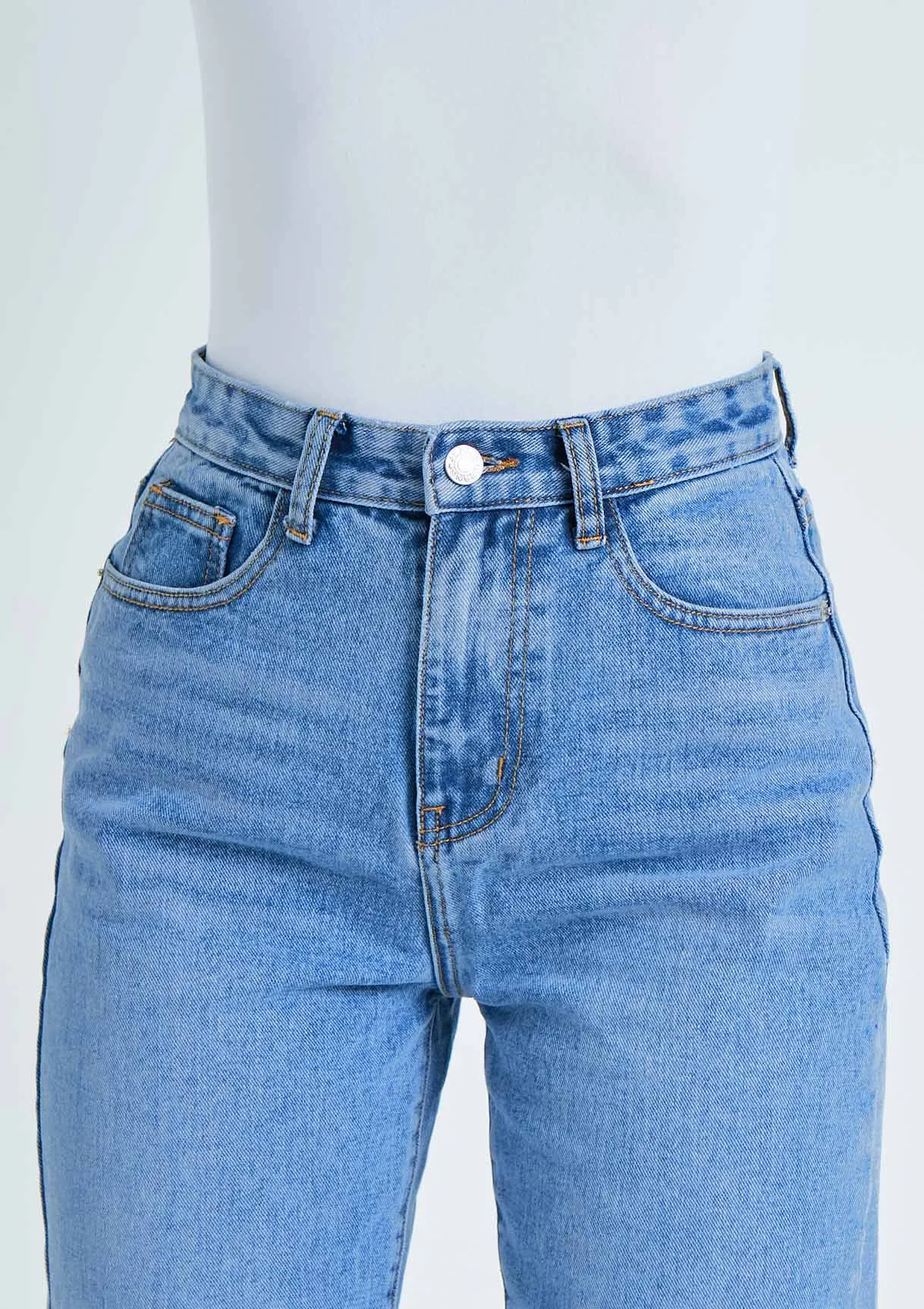 Perrie Denim Straight Leg Split Detail Jeans