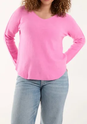 Plain V-Neck Jumper With Stitching Detail (5 Colours)