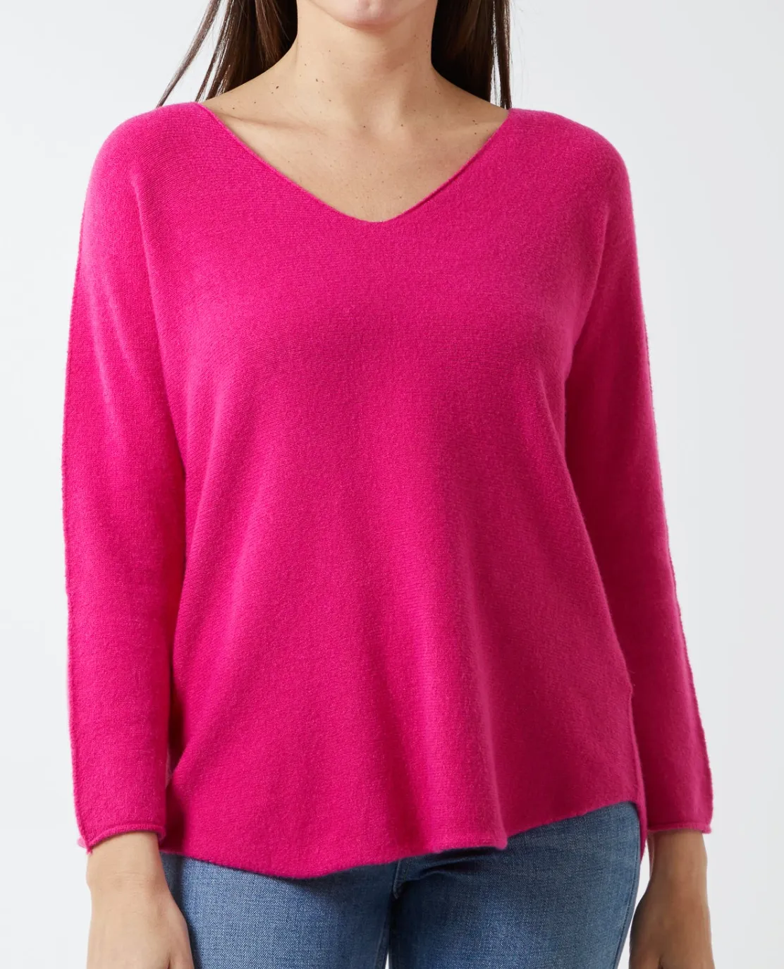 Plain V-Neck Jumper With Stitching Detail (5 Colours)