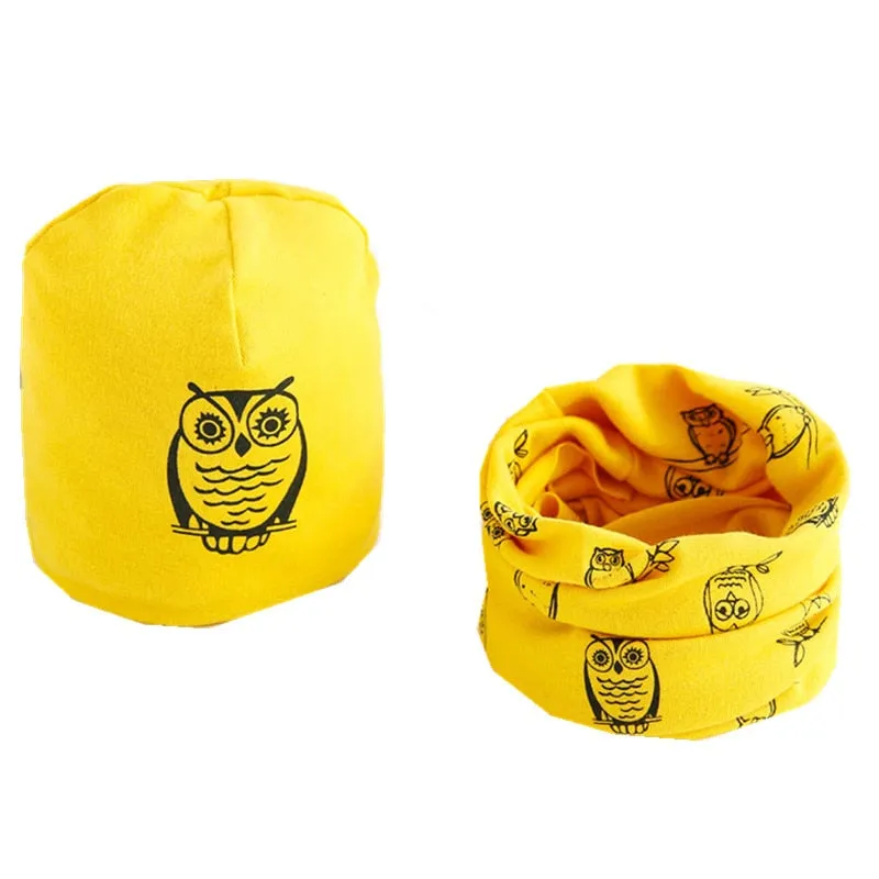 Plush Children Hat Scarf Set Baby Girls Head Cover Autumn Warm Child Neck Collar Kids Beanies Sets Cotton Baby Hat Scarf
