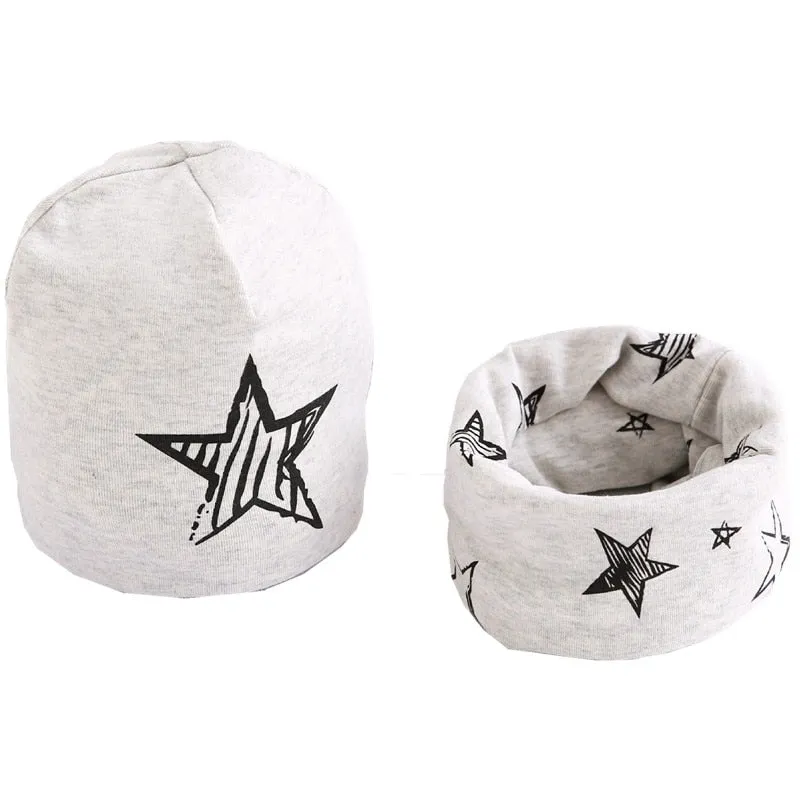 Plush Children Hat Scarf Set Baby Girls Head Cover Autumn Warm Child Neck Collar Kids Beanies Sets Cotton Baby Hat Scarf