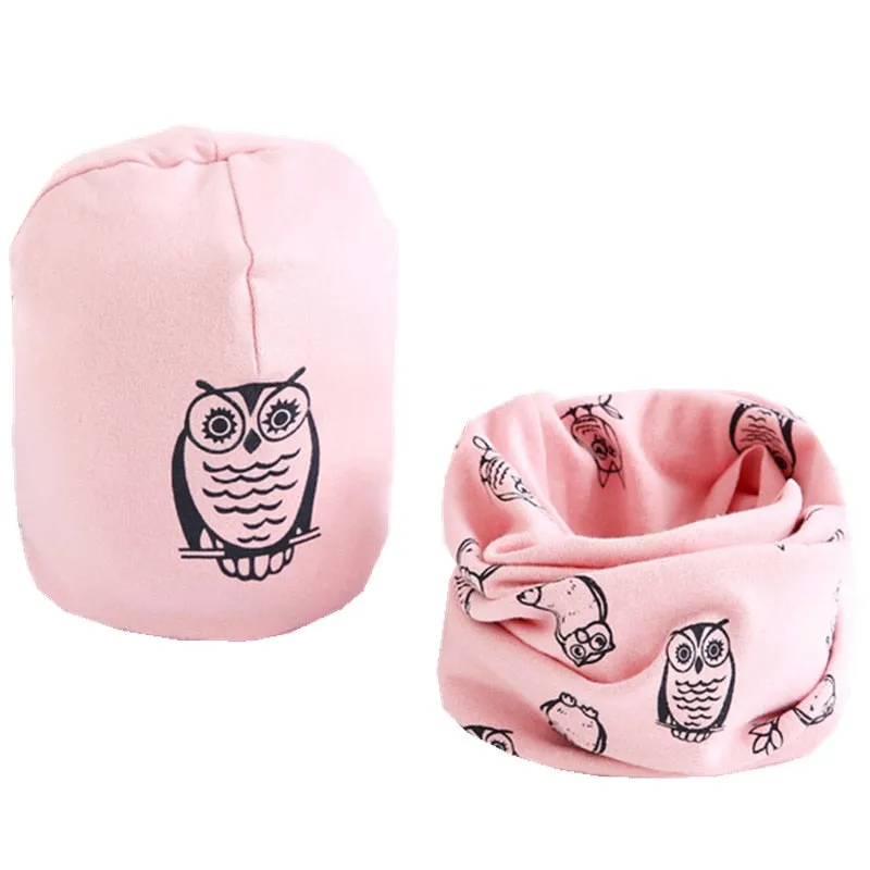 Plush Children Hat Scarf Set Baby Girls Head Cover Autumn Warm Child Neck Collar Kids Beanies Sets Cotton Baby Hat Scarf