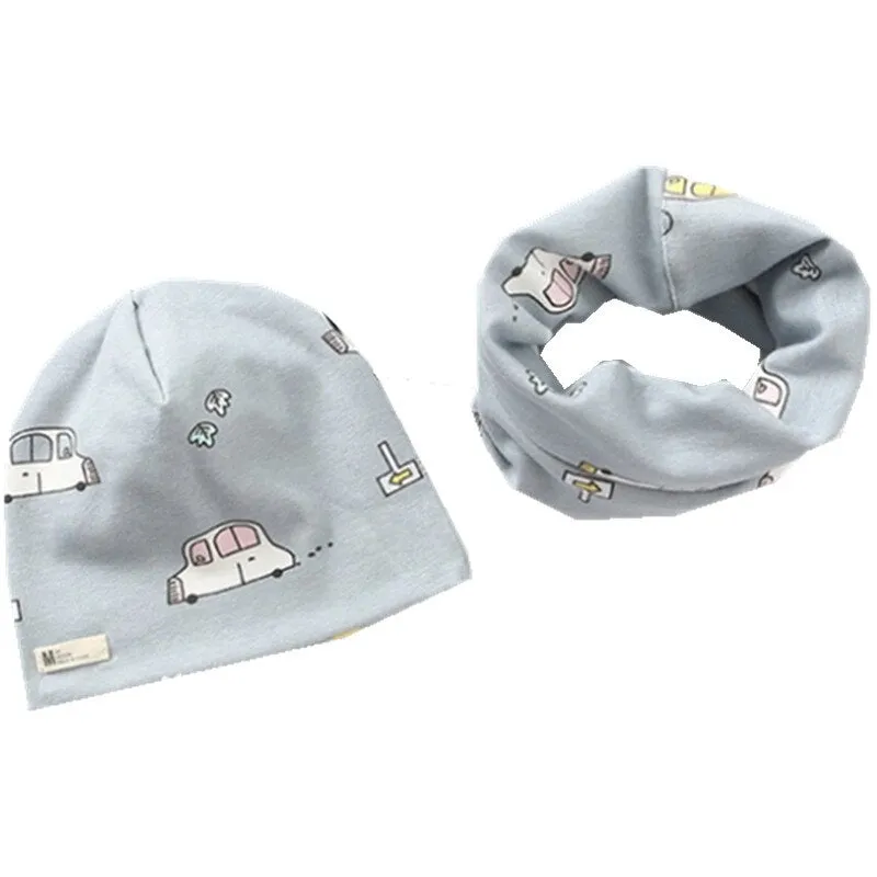 Plush Children Hat Scarf Set Baby Girls Head Cover Autumn Warm Child Neck Collar Kids Beanies Sets Cotton Baby Hat Scarf