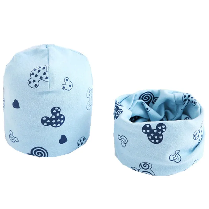 Plush Children Hat Scarf Set Baby Girls Head Cover Autumn Warm Child Neck Collar Kids Beanies Sets Cotton Baby Hat Scarf