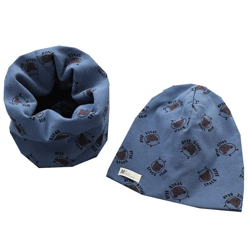Plush Children Hat Scarf Set Baby Girls Head Cover Autumn Warm Child Neck Collar Kids Beanies Sets Cotton Baby Hat Scarf
