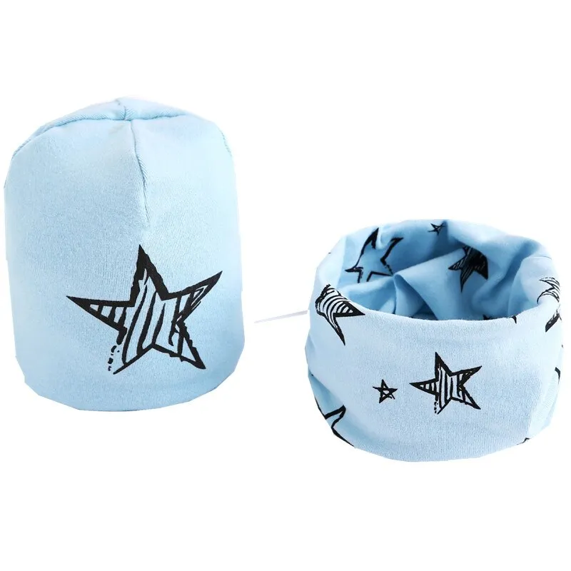 Plush Children Hat Scarf Set Baby Girls Head Cover Autumn Warm Child Neck Collar Kids Beanies Sets Cotton Baby Hat Scarf