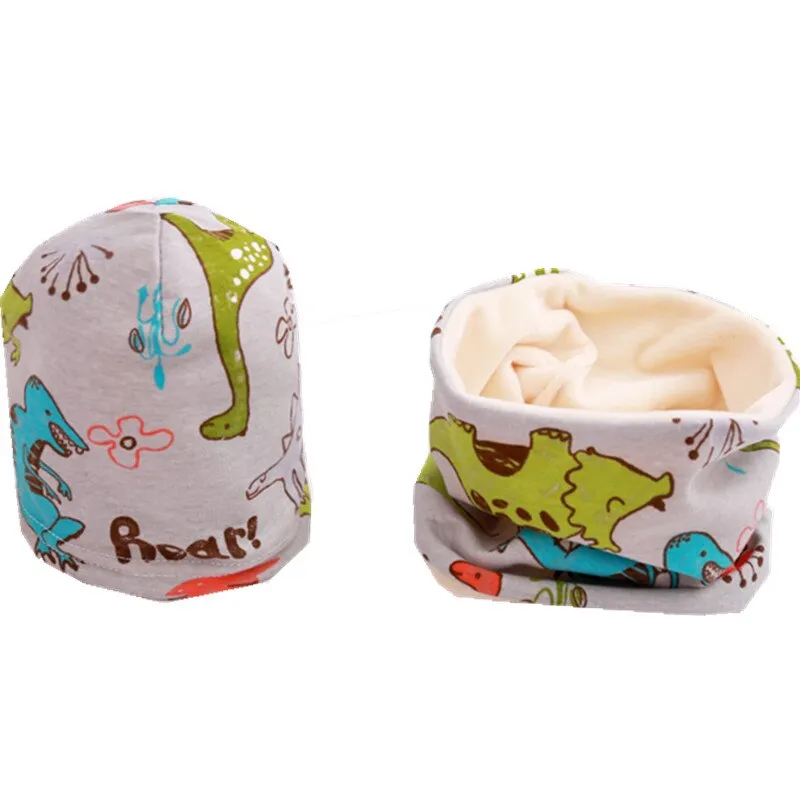 Plush Children Hat Scarf Set Baby Girls Head Cover Autumn Warm Child Neck Collar Kids Beanies Sets Cotton Baby Hat Scarf