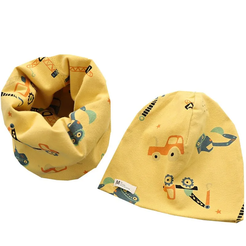 Plush Children Hat Scarf Set Baby Girls Head Cover Autumn Warm Child Neck Collar Kids Beanies Sets Cotton Baby Hat Scarf