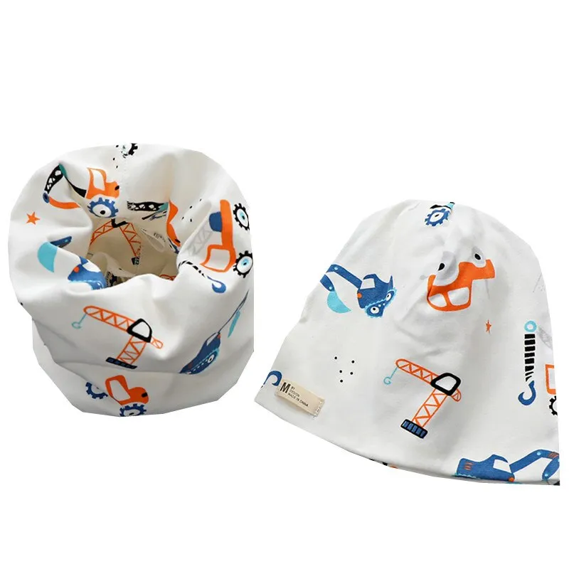 Plush Children Hat Scarf Set Baby Girls Head Cover Autumn Warm Child Neck Collar Kids Beanies Sets Cotton Baby Hat Scarf