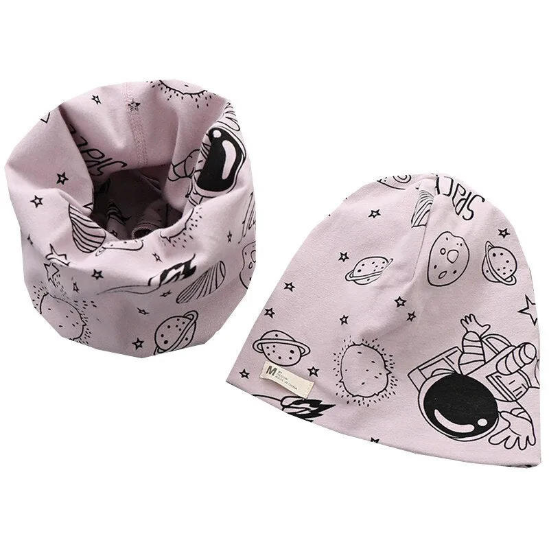 Plush Children Hat Scarf Set Baby Girls Head Cover Autumn Warm Child Neck Collar Kids Beanies Sets Cotton Baby Hat Scarf