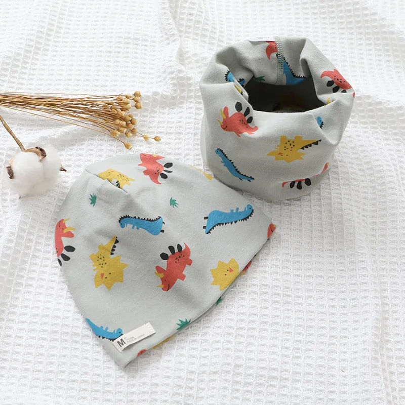 Plush Children Hat Scarf Set Baby Girls Head Cover Autumn Warm Child Neck Collar Kids Beanies Sets Cotton Baby Hat Scarf