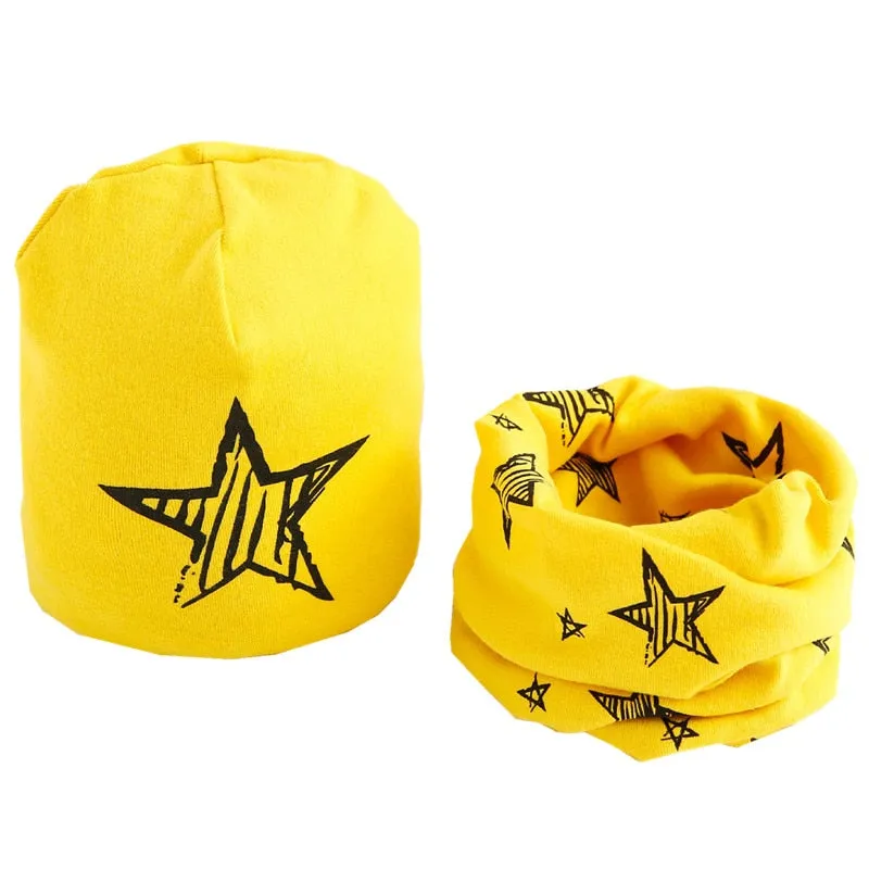 Plush Children Hat Scarf Set Baby Girls Head Cover Autumn Warm Child Neck Collar Kids Beanies Sets Cotton Baby Hat Scarf