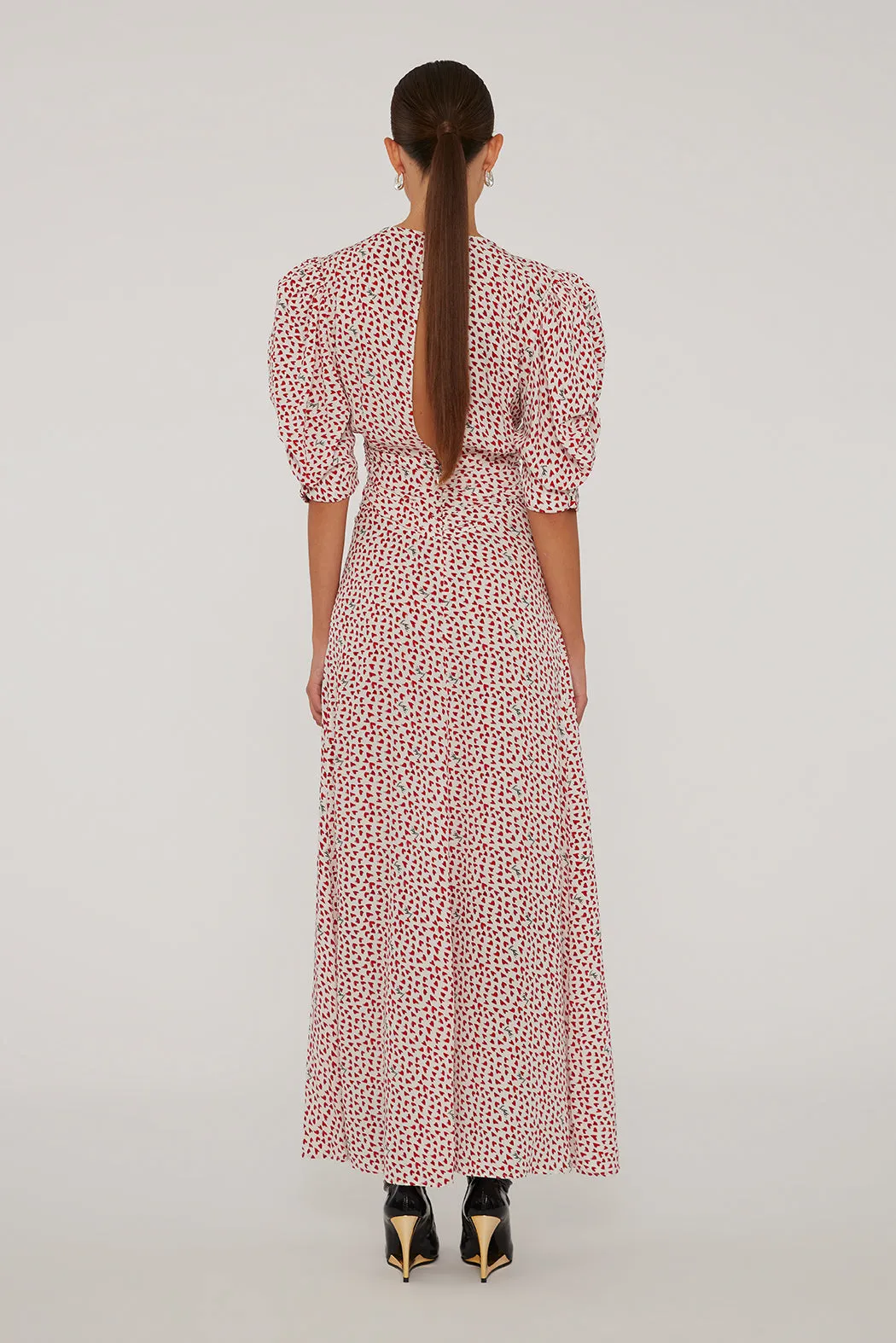 Printed Maxi Flowy Dress - Happy Hearts   Bright

White Comb