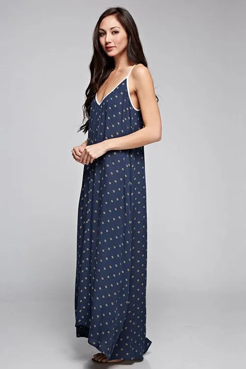 Printed Multi Strap Open Back Maxi Dress