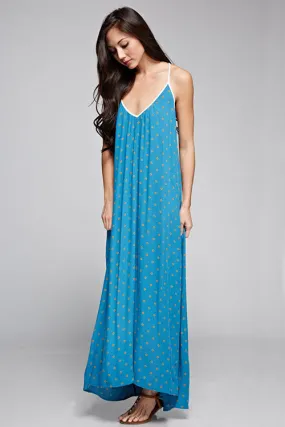 Printed Multi Strap Open Back Maxi Dress
