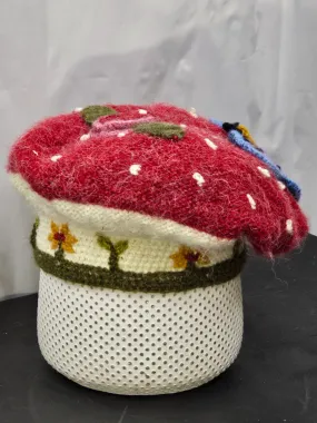 Raspberry Butterfly Beret Hat Knitted Winter Crazy Ski Snowboard Hat Adult Unisex Unique Gift