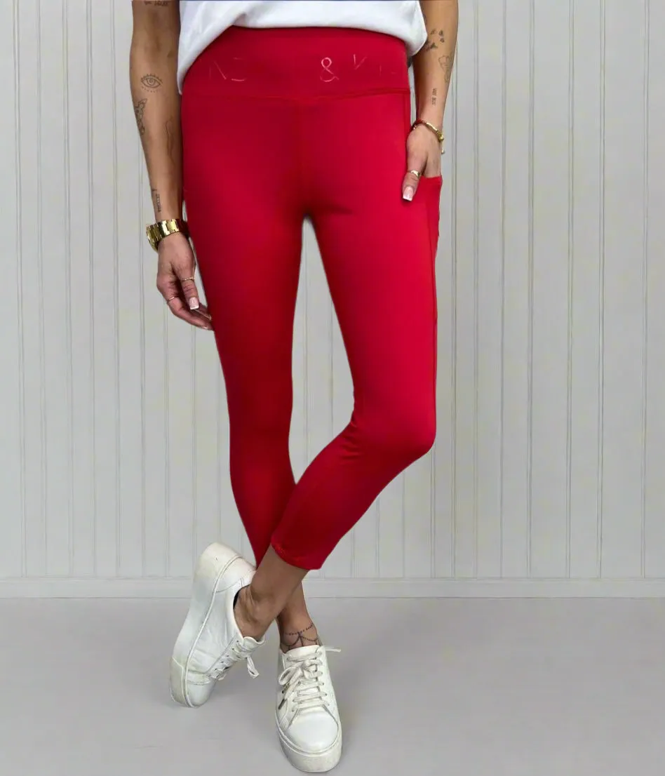 Red Kendall & Kylie High Waisted Gym Leggings