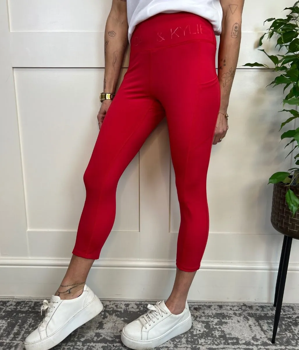 Red Kendall & Kylie High Waisted Gym Leggings