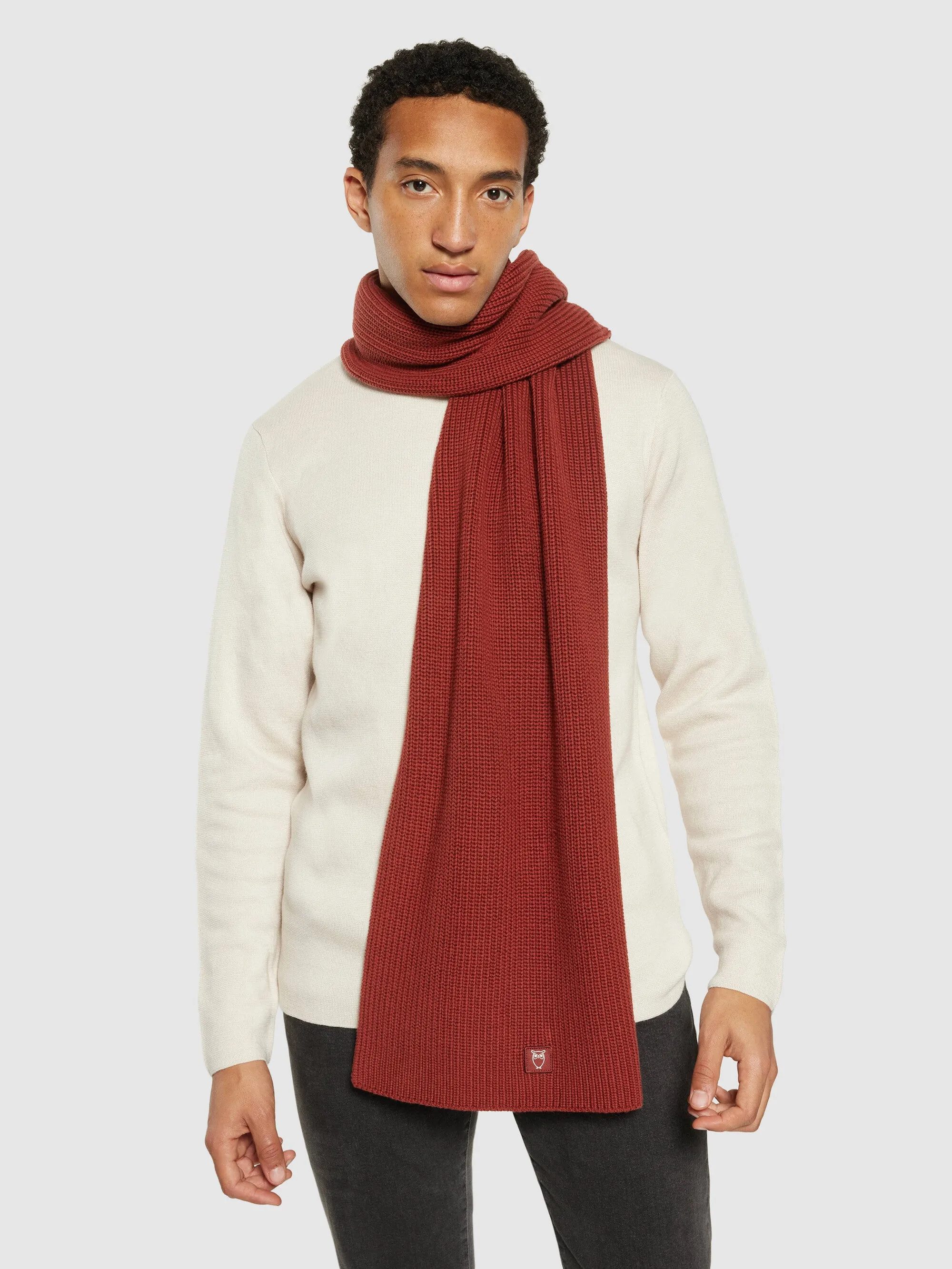 Rib knit scarf - Fired Brick