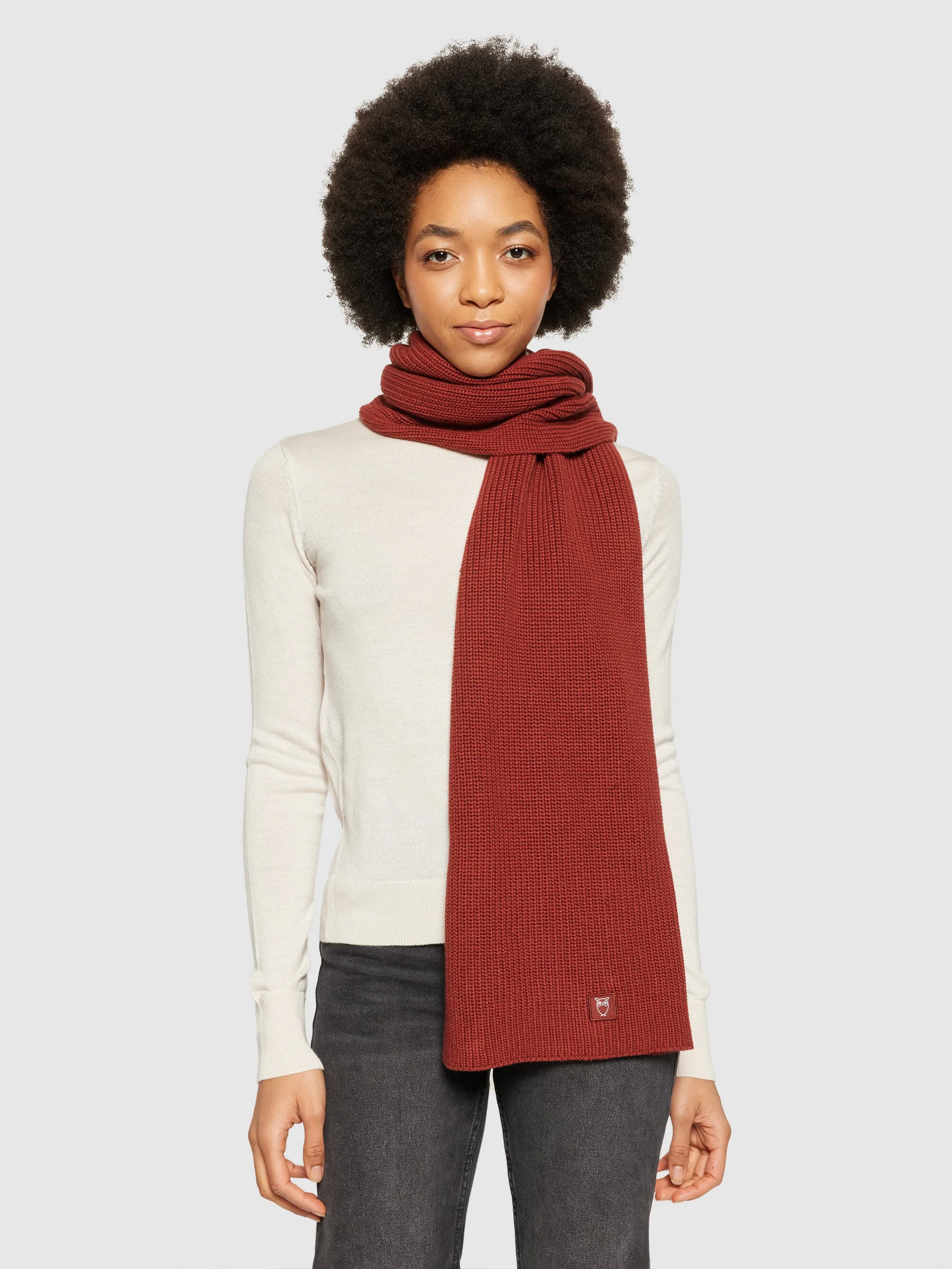 Rib knit scarf - Fired Brick
