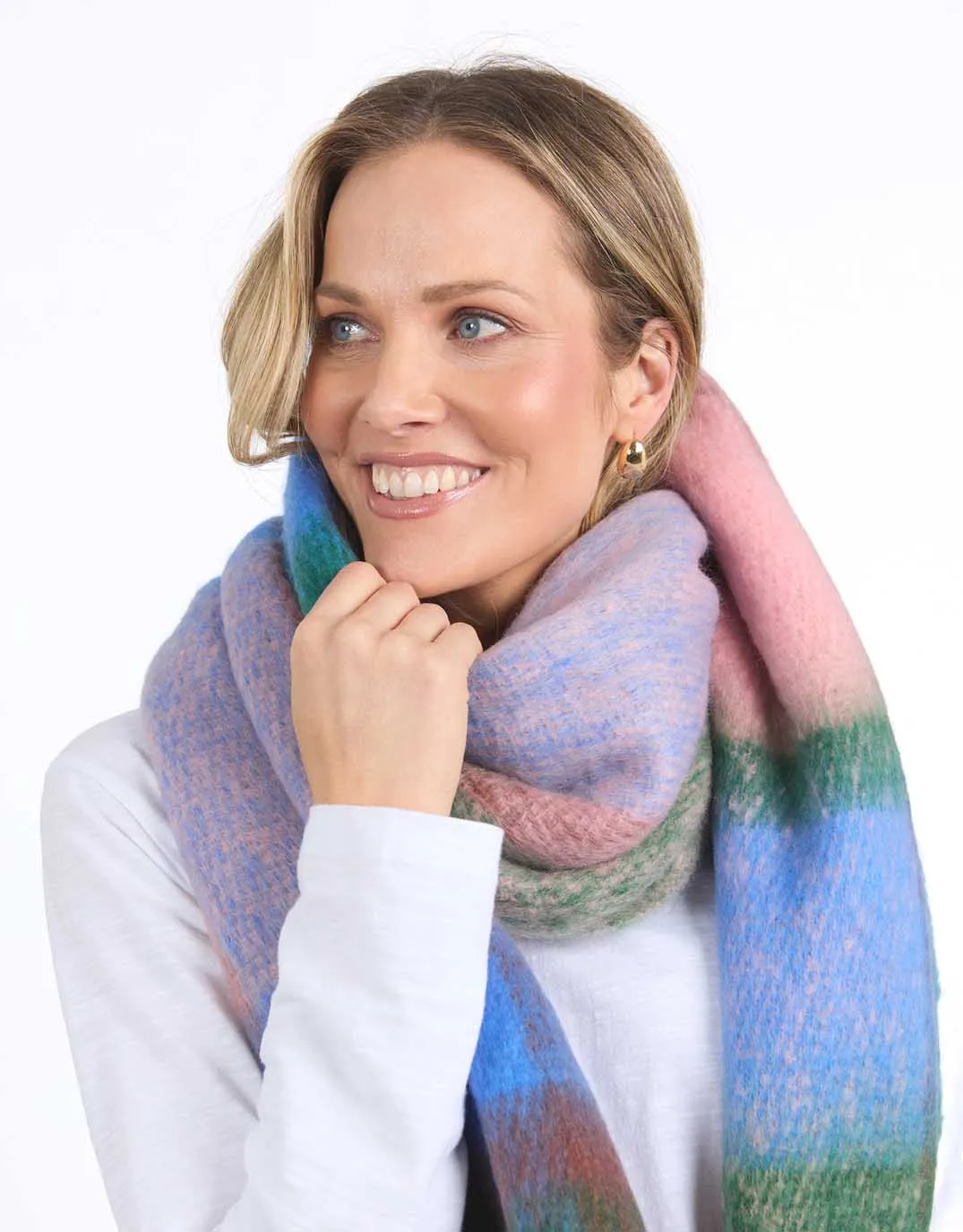 Ribbon Scarf - Pink/Blue/Green Check